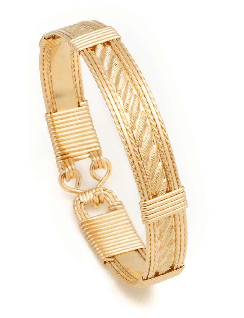 MEDIUM GOLD WIRE WRAPPED BRACELETS WITH EMBOSSED PATTERNS 3