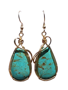 Twisted Wire Designs Artisan Handcrafted Wire Wrapped jewelry; earrings bracelets pendants 14k gold sterling silver gemstone turquoise