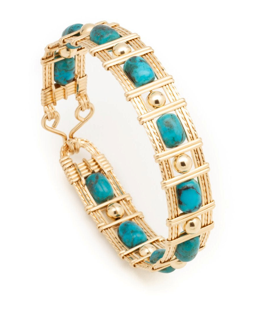 Twisted Wire Designs Artisan Handcrafted Wire Wrapped jewelry; earrings bracelets pendants 14k gold sterling silver gemstone turquoise
