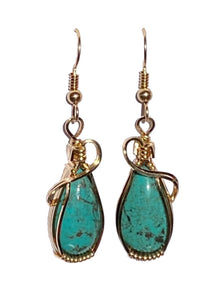 Twisted Wire Designs Artisan Handcrafted Wire Wrapped jewelry; earrings bracelets pendants 14k gold sterling silver gemstone turquoise